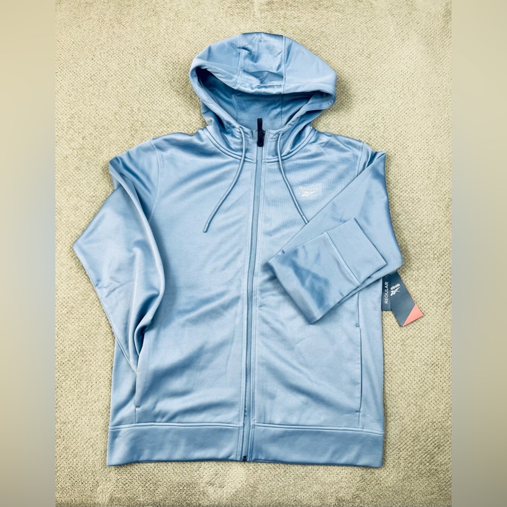 Reebok Dime Men’s Medium Grey Regular Fit Snorkel Hood Full Zip Sweat Jacket NWT